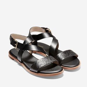 BRAND NEW Cole Haan Findra Black Leather Sandals